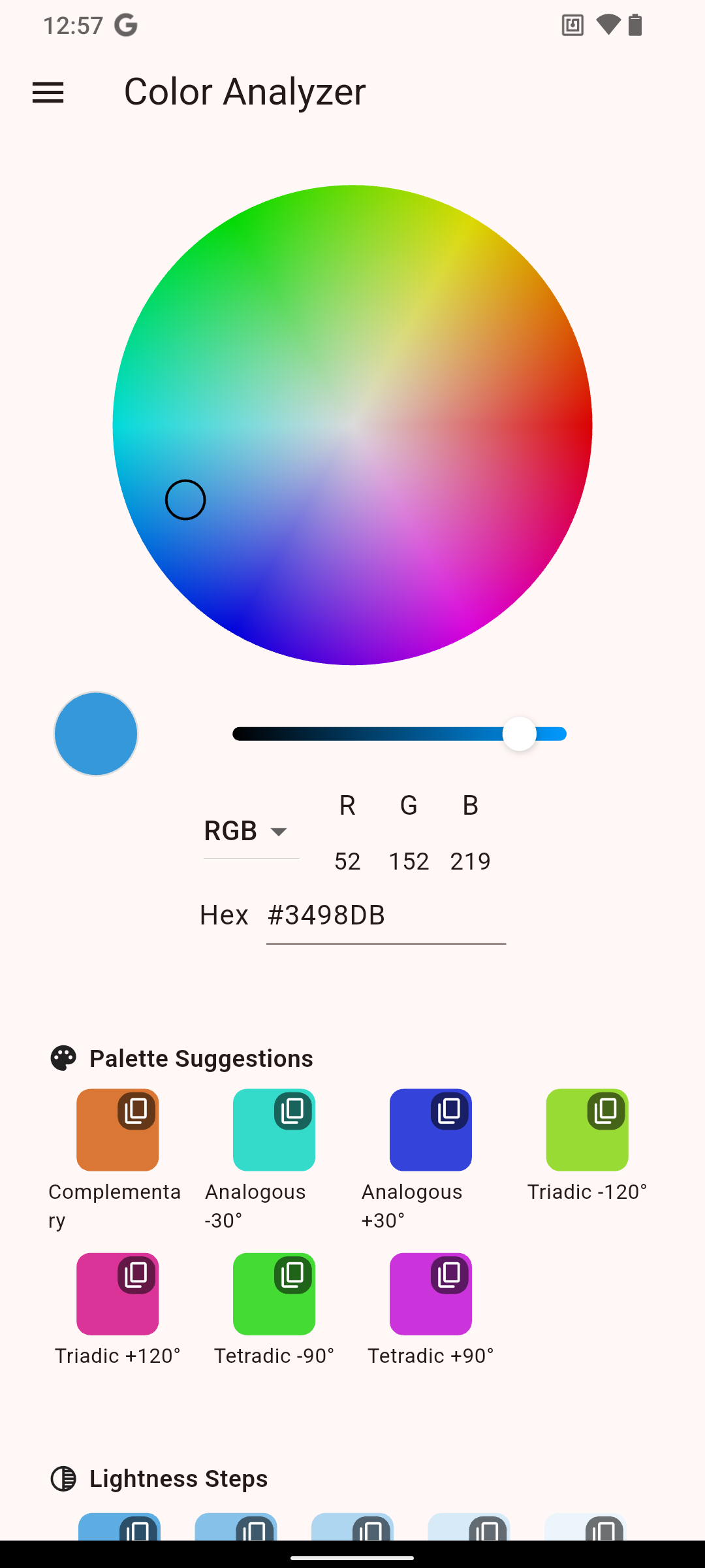 ColorBox screenshot: standard colors